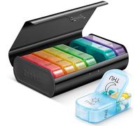 Zannaki Organizador semanal de pastillas de metal XL 2 veces al día, pastillero diario de viaje grande para 7 días, contenedor portátil para dos pastillas, pastillero AM PM para medicamentos,