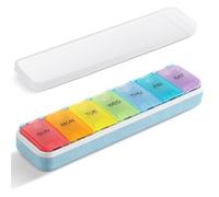 Zannaki Organizador semanal de píldoras de botton, grande, a prueba de humedad, dispensador de pastillas de medicina de viaje de 7 días, contenedor portátil para suplementos vitamínicos grandes