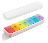 Zannaki Organizador semanal de píldoras de botton, grande, a prueba de humedad, dispensador de pastillas de medicina de viaje de 7 días, contenedor portátil para suplementos vitamínicos grandes