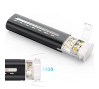 Zannaki Organizador semanal de píldoras de metal, pastillero diario de aluminio, pastillero portátil de viaje para 7 días, bonito recipiente de gran capacidad para píldoras, medicamentos, vitaminas