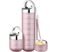Zannaki Pastillero de metal para 7 días, resistente al agua, aleación de aluminio, sin BPA, gran capacidad, para vitaminas y suplementos, portátil para viajes y hogar