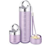 Zannaki Pastillero de viaje de metal, pastillero semanal portátil e impermeable, contenedor grande de aleación de aluminio, sin BPA, organizador diario de medicamentos para vitaminas, aceite de