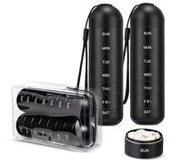 Zannaki - Pastillero organizador de viaje de metal, portátil, impermeable, semanal, contenedor grande de aleación de aluminio, sin BPA, organizador diario de medicamentos para vitaminas y suplementos