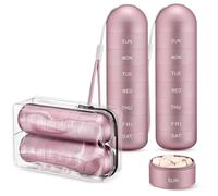 Zannaki - Pastillero organizador de viaje de metal, portátil, impermeable, semanal, contenedor grande de aleación de aluminio, sin BPA, organizador diario de medicamentos para vitaminas y suplementos