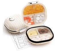 Zannaki Pastillero portátil pequeño organizador semanal de píldoras de viaje, bonito soporte a prueba de humedad para bolsa de bolsillo, mini contenedor diario de medicamentos de farmacia para vitaminas, aceite de pescado, suplemento