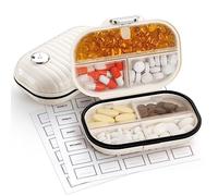 Zannaki Pastillero portátil pequeño organizador semanal de píldoras de viaje, bonito soporte a prueba de humedad para bolsa de bolsillo, mini contenedor diario de medicamentos de farmacia para