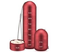 Zannaki Pastillero semanal de metal a prueba de humedad, gran aleación de aluminio, sin BPA, para viajes, senderismo, 7 días, compartimento impermeable y apilable para guardar pastillas, vitaminas,