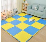 Zanotva Paquete de 10 Alfombrillas de Juego de Espuma, Alfombrilla de Juego de Rompecabezas de 12''x 12'', baldosas cuadradas entrelazadas de EVA(Blue Yellow,0.4'' Thick)