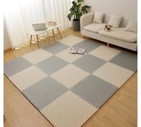 Zanotva Paquete de 10 Alfombrillas de Juego de Espuma, Alfombrilla de Juego de Rompecabezas de 12''x 12'', baldosas cuadradas entrelazadas de EVA(Beige Grey,0.4'' Thick)