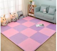 Zanotva Paquete de 10 Alfombrillas de Juego de Espuma, Alfombrilla de Juego de Rompecabezas de 12''x 12'', baldosas cuadradas entrelazadas de EVA(Pink Purple,0.4'' Thick)