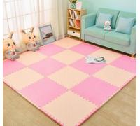 Zanotva Paquete de 10 Alfombrillas de Juego de Espuma, Alfombrilla de Juego de Rompecabezas de 12''x 12'', baldosas cuadradas entrelazadas de EVA(Beige Pink,0.4'' Thick)