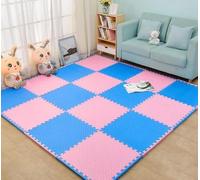Zanotva Paquete de 10 Alfombrillas de Juego de Espuma, Alfombrilla de Juego de Rompecabezas de 12''x 12'', baldosas cuadradas entrelazadas de EVA(Pink Blue,0.4'' Thick)