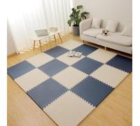 Zanotva Paquete de 10 Alfombrillas de Juego de Espuma, Alfombrilla de Juego de Rompecabezas de 12''x 12'', baldosas cuadradas entrelazadas de EVA(Beige Navy,0.4'' Thick)