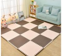 Zanotva Paquete de 10 Alfombrillas de Juego de Espuma, Alfombrilla de Juego de Rompecabezas de 12''x 12'', baldosas cuadradas entrelazadas de EVA(Beige Coffee,0.4'' Thick)