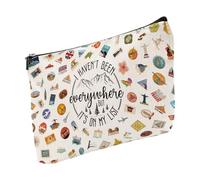 ZANSUO Bolsa de cosméticos World Traveler, bolsa de maquillaje de aventura para mujeres a las que les gusta viajar, I Haven't Been Everywhere But It's On My List, Blanco, Viajes mundiales