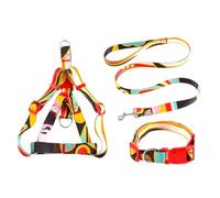Zanthicia 3 unids/set Collar para mascotas Correa Clip hebilla estampado ajustable pequeño mediano grande mascotas caminar arnés lavable Animal, Negro, 2.5x120 cm, XL