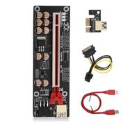 Zanthicia Adaptador PCI-E 1X a 16X, Pantalla Digital, 10 condensadores, Puerto de alimentación de 6 Pines, Extensor Placa extensión PCI-, Equipo minería, Rojo