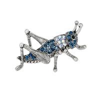 Zanthicia Broche de alfiler con forma de animal, con diamantes imitación, estilo vintage, para ropa, joyas, accesorios, estilo chic, para bodas, cumpleaños, saltamontes azul, accesorios joyería para