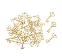 Zanthicia Colgantes de llave de aspecto antiguo únicos, amuletos llave estilo vintage, pequeños colgantes antiguos, fabricación joyas, llaves decorativas artesanales, Oro, 100 piezas