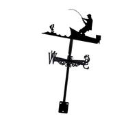 Zanthicia Decoración de jardín Fácil instalación Veleta de metal retro Veleta decorativa Montaje en techo patio Indicador dirección del viento único Característica, Pesca, 35x75cm