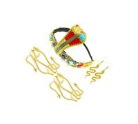 Zanthicia Diadema de reina egipcia con deslumbrantes puños de serpiente, pulseras doradas con espirales, accesorios para festividades Halloween, accesorio para el cabello, aretes colgantes.
