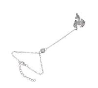 Zanthicia Elegante ajustable con cristales completos Elegante esclava de plata Bonito regalo para amigos Moda Impresionante con cristales completos Anillo a la muñeca La es