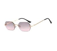 Zanthicia Gafas de sol sin marco de moda Lentes definición Cómodas y el resto la nariz Es cómodo usar Está moda, oro gris rosa