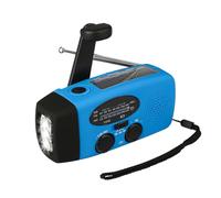 Zanthicia Manivela Receptor de radiofrecuencia Solar USB Impermeable Emergencia LED Linterna Camping Power Bank Cargador de teléfono, Azul