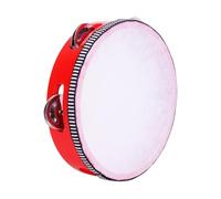 Zanthicia Pandereta Redonda de para Madera, y Habilidades Musicales con Instrumento de Mano Que estimulan la Creatividad, pandereta Mano , Rojo , 10 Pulgadas