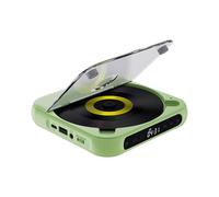 Zanthicia Reproductor de CD Recargable con Pantalla LCD, conectividad USB, Radio FM, Escucha de música sin interrupciones. El Reproductor de CD portátil está, Verde, 135 x 135 x 25 mm