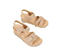 Zanthicia Sandalias clásicas y fáciles de usar para mujer, para cualquier atuendo, sandalias ligeras de PU para mujer, suaves para, diario, albaricoque, cuarenta y tres