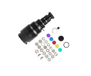 Zanthicia Snoot para fotografía con 21 gobos Que Ofrece una Amplia aplicación para cautivadoras técnicas de Retrato y Video. Snoot óptico cónico con Lente óptica de 21 gobos.