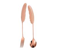 Zanthicia Spork de acero inoxidable 304 de 2 piezas, herramienta comedor duradera y funcional, Spork Metal titanio con borde horquilla, Oro rosa