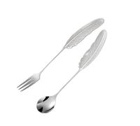 Zanthicia Spork de acero inoxidable 304 de 2 piezas, herramienta comedor duradera y funcional, Spork Metal titanio con borde horquilla, Plata