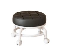 Zanthicia Taburete con polea, Asiento bajo y rodante, cómodo cojín de Cuero PU móvil, Ideal para oficinas en casa y gimnasios. El Taburete bajo y con Ruedas universales, Negro, 26x23cm