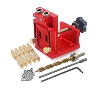 Zanthicia Taladro de espiga 3 en 1, posicionador de operación Simple ajustable, guía perforación profesional, localizador punzón, herramientas carpintería , Rojo , Tipo tubo 1 pieza