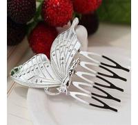 Zanthicia Venta al por mayor de peines de aleación para el cabello, accesorios para el cabello mariposa dorada, elección Metal para mujeres, regalos, mano obra exquisita, Plata