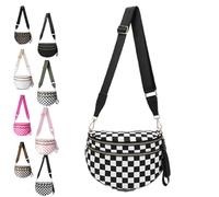 ZANWANXIN Checkered Bum Bag Crossbody,Checkered Purse, Checkereds Fanny Pack,Checkerboard Fanny Pack (Black and White Plaid)