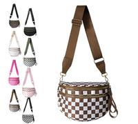 ZANWANXIN Checkered Bum Bag Crossbody,Checkered Purse, Checkereds Fanny Pack,Checkerboard Fanny Pack (Brown Plaid)
