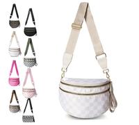 ZANWANXIN Checkered Bum Bag Crossbody,Checkered Purse, Checkereds Fanny Pack,Checkerboard Fanny Pack (Khaki Plaid)