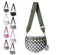 ZANWANXIN Checkered Bum Bag Crossbody,Checkered Purse, Checkereds Fanny Pack,Checkerboard Fanny Pack (Green Plaid)