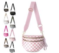 ZANWANXIN Checkered Bum Bag Crossbody,Checkered Purse, Checkereds Fanny Pack,Checkerboard Fanny Pack (Pink and White Plaid)