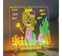 ZANWANXIN Creative Rewritable Acrylic LED Message Board, Led Acrylic Message Board with Colors, Light up Acrylic Message Board, LED Drawing Board, LED Note Board with Colors (5.9 * 5.9in)
