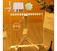 ZANWANXIN Creative Rewritable Acrylic LED Message Board, Light up Dry Erase Board for Kids, Glowing Light Note Board, Marker Writing Board for Office School Home Bar (S-15 * 15cm)