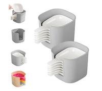 ZANWANXIN Dipping Sauce Plate and Holder Set, Dipping Plates Bowl Handle, Plastic Dipping Dish with Storage Box for Ketchup Soy Barbecue and Party Dinner (White, 2set)