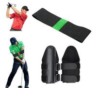 ZANWANXIN Golf Wrist Correction Trainer & Arm Band Set, Golf Arm Band Wrist Training Pro Aid, Connection Band Golf Wrist Brace, Grip Trainer Attachment & Swing Correcting Arm Band (Green)