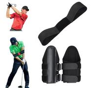 ZANWANXIN Golf Wrist Correction Trainer & Arm Band Set, Golf Arm Band Wrist Training Pro Aid, Connection Band Golf Wrist Brace, Grip Trainer Attachment & Swing Correcting Arm Band (Black)