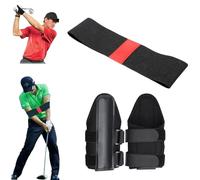 ZANWANXIN Golf Wrist Correction Trainer & Arm Band Set, Golf Arm Band Wrist Training Pro Aid, Connection Band Golf Wrist Brace, Grip Trainer Attachment & Swing Correcting Arm Band (Red)