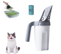 ZANWANXIN Integrated Cat Litter Scooper, Cat Litter Scooper with Holder, 2 in 1 Pooper Scooper for Cat, Portable Cat Litter Scoop with Bags No Touch Large Capacity Portable (with 1pc Trash Bag)