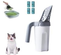 ZANWANXIN Integrated Cat Litter Scooper, Cat Litter Scooper with Holder, 2 in 1 Pooper Scooper for Cat, Portable Cat Litter Scoop with Bags No Touch Large Capacity Portable (with 4pc Trash Bag)